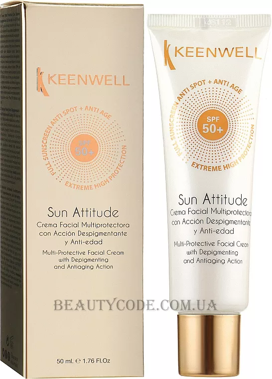 KEENWELL Sun Attitude Depigmenting Anti Ageing Facial Cream SPF50+ - Мультизахисний крем з депігментуючою та антивіковою дією SPF-50+