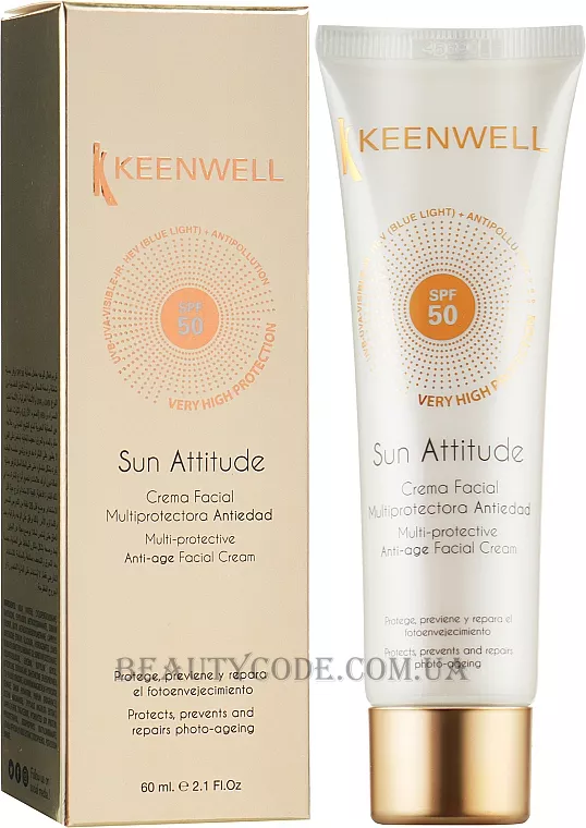 KEENWELL Sun Attitude Multi-Protective Anti-Age Facial Cream SPF50 - Мультизахисний антивіковий крем SPF-50