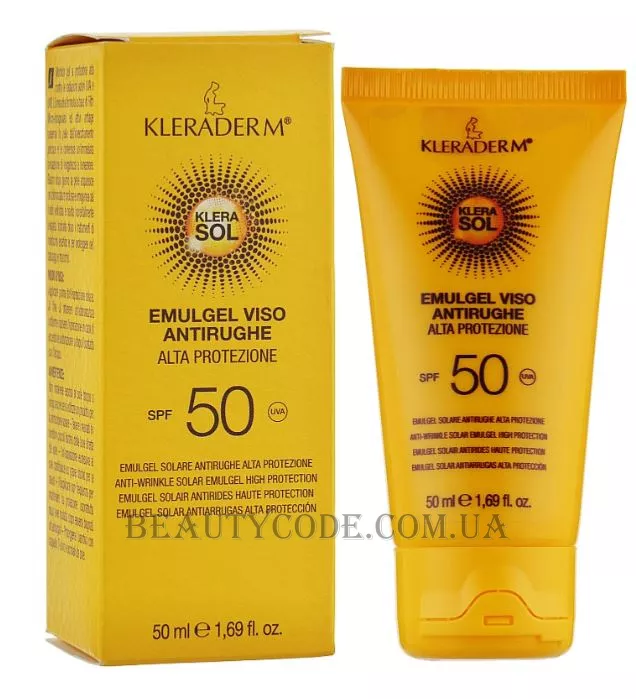 KLERADERM Klerasol Emulgel Viso Antirughe SPF50 - Антивікова сонцезахисна емульсія SPF-50