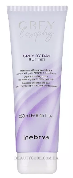 INEBRYA Greylosophy Grey By Day Butter - Маска тонуюча для натурального сивого та блондованного волосся