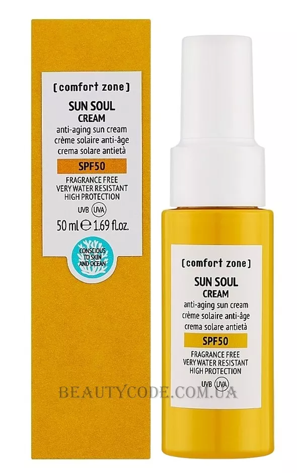 COMFORT ZONE Sun Soul Cream SPF50+ - Водостійкий сонцезахисний крем SPF-50+